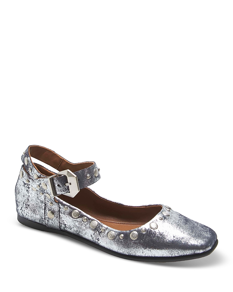 Free People Mystic Mary Jane Flats In Silver Distress