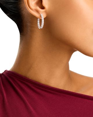 Diamond Inside Out Oval Hoop Earrings in 14K White Gold, 3 tcw