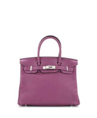 Pre-Owned Hermes Birkin 30 Handbag Purple Clemence with Palladium Hardware