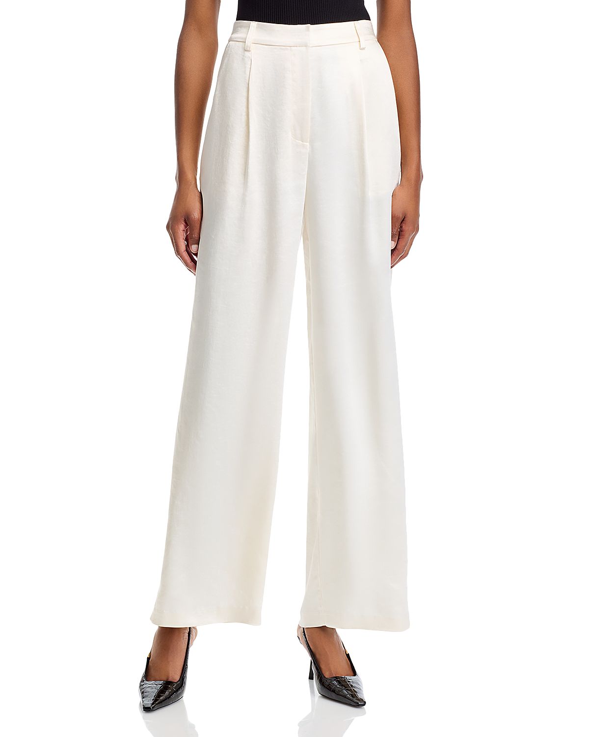 Aqua Satin Wide Leg Pants - Exclusive