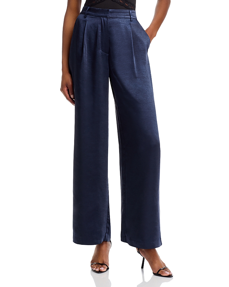 Aqua Satin Wide Leg Pants - Exclusive
