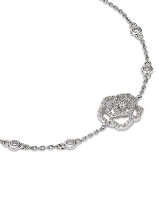 Diamond Flower Station Bracelet in 14K White Gold, 0.33 tcw