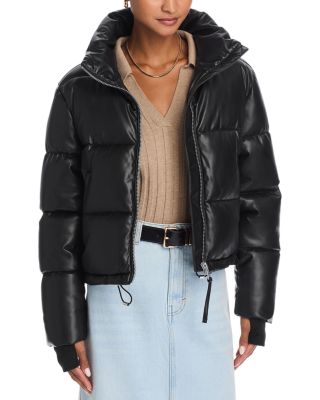 AQUA - Faux Leather Puffer Jacket - Exclusive