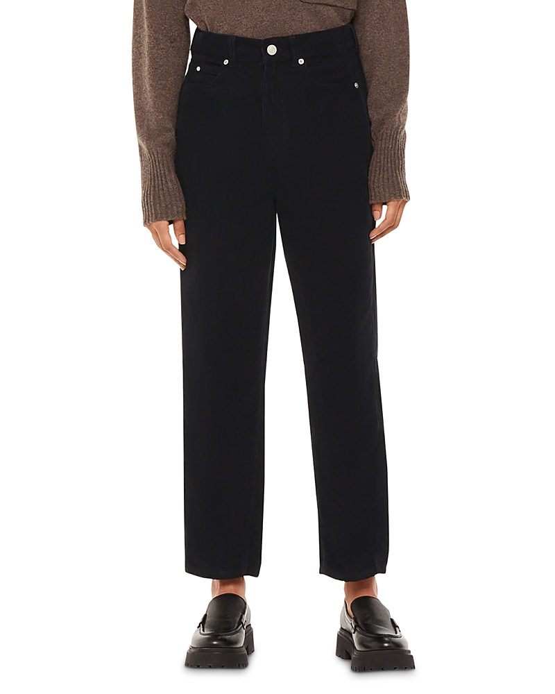 Whistles Petite High Waist Cord Barrel Jeans In Black In Black