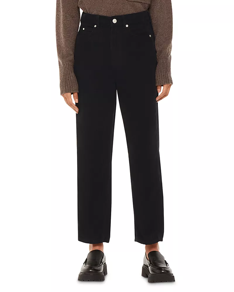 Whistles Petite High Waist Cord Barrel Jeans in Black