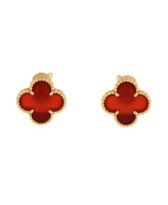 Pre-Owned Van Cleef & Arpels Vintage Alhambra Earrings 18K Gold and Carnelian
