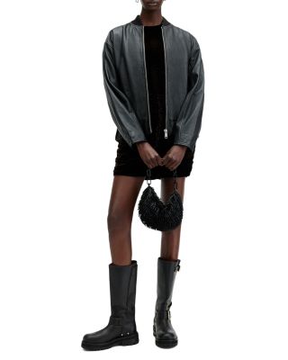 Yara Lea Leather Bomber Jacket