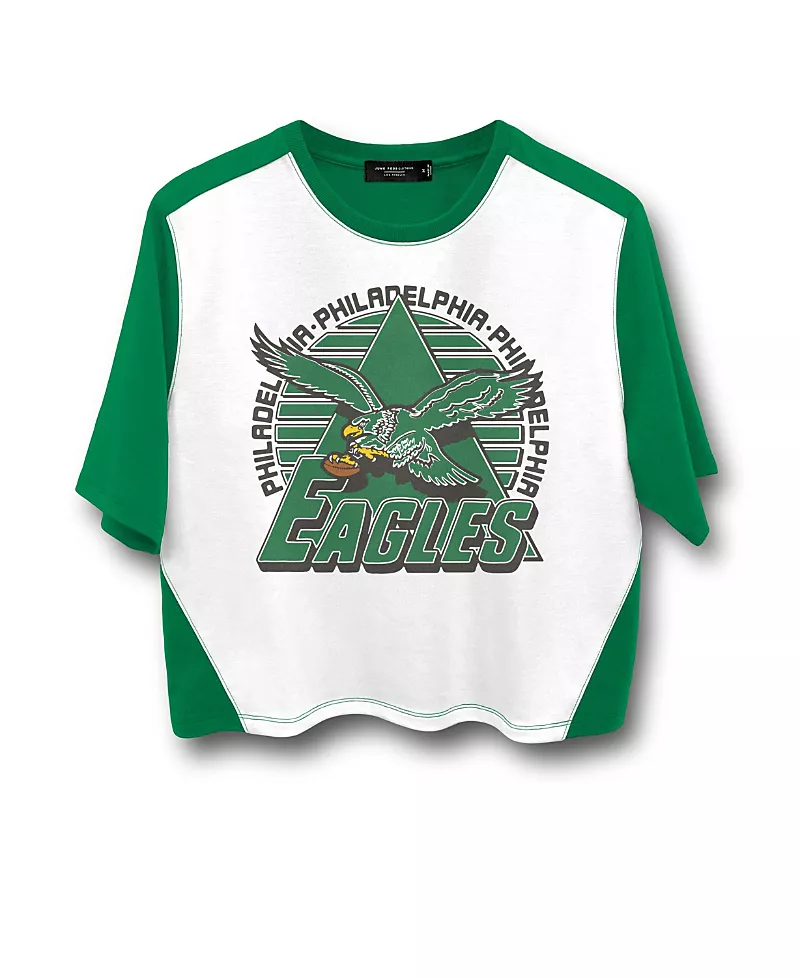 Junk Food Clothing Women's Nfl Philadelphia Eagles Color Block Crop Tee