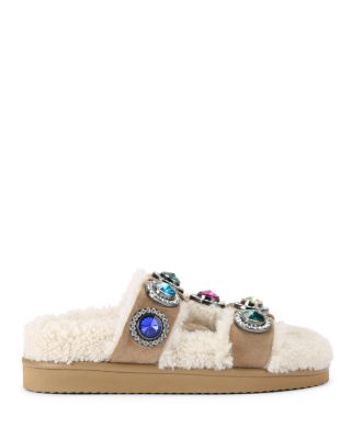 KURT GEIGER LONDON - Women's Orson Crystal Shearling Slides