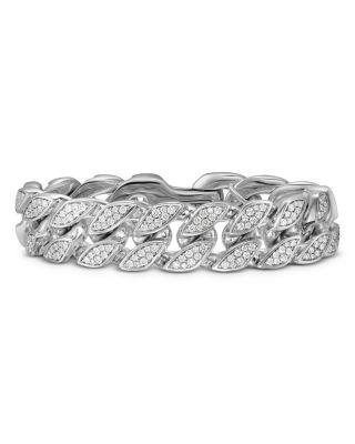 David Yurman - Men's Curb Chain Bracelet in Sterling Silver with Diamonds, 18mm