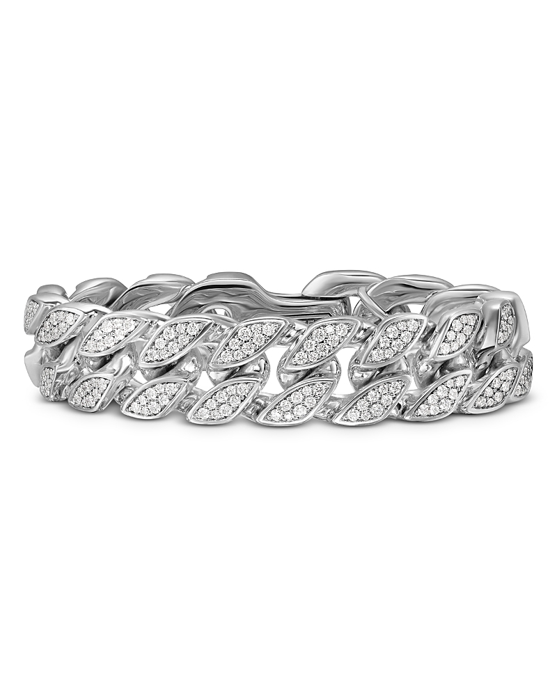 David Yurman Men's Curb Chain Bracelet in Sterling Silver with Diamonds, 18mm