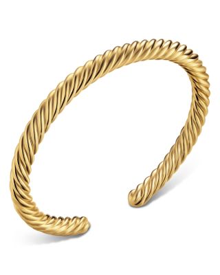 Men's Cable Cuff Bracelet in 18K Yellow Gold, 6mm