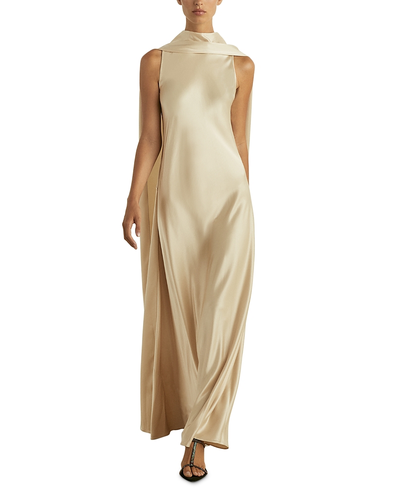 Reiss Fae Satin Cape Maxi Dress