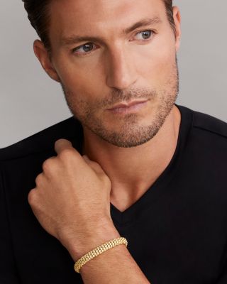 18K Yellow Gold Caviar Skull Bracelet