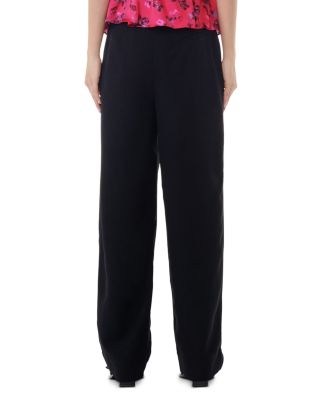 Black Drapey Melange Pleat Trousers