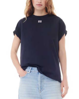 GANNI - White Basic Jersey Rhinestone Relaxed Tee
