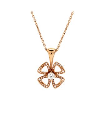 Pre-Owned Bvlgari Fiorever Pendant Necklace 18K Rose Gold with Diamonds