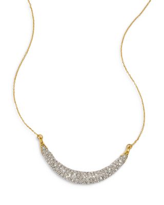 Alexis Bittar Solanales Pave Crescent Statement Necklace in 14K Gold Plated, 16-18