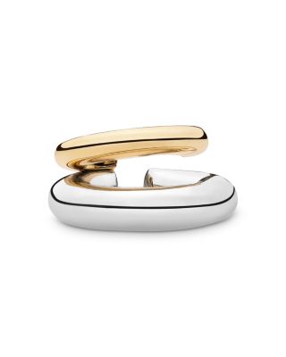 Demarson Vida Single Double Row Ear Cuff in Rhodium Plated & 12K Gold Plated