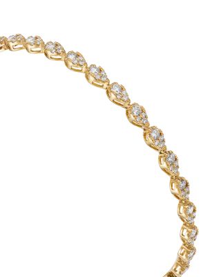 Diamond Mini Pear Cluster Tennis Bracelet in 14K Yellow Gold, 2.00 tcw