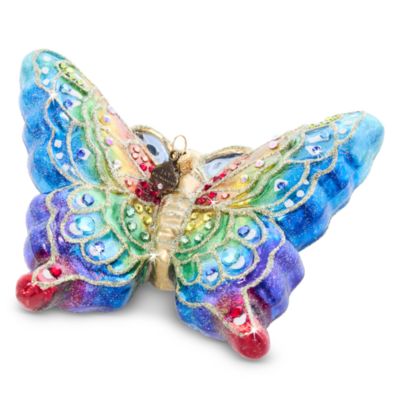 Rainbow Butterfly Glass Ornament