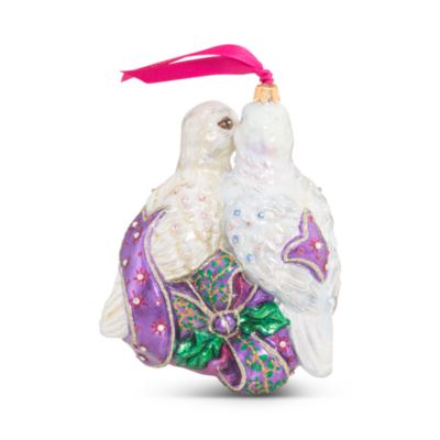 Two Turtle Doves Glass Ornament