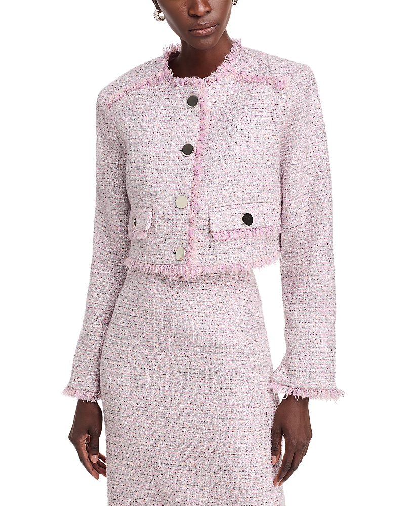 Toccin Lainey Cropped Tweed Jacket In Soft Orchid