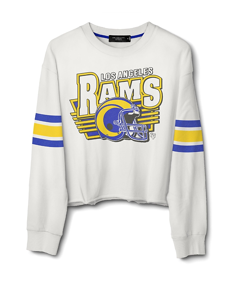 Junk Food Clothing Women's Nfl Los Angeles Rams Kickoff Crop Crew Fleece Sweatshirt