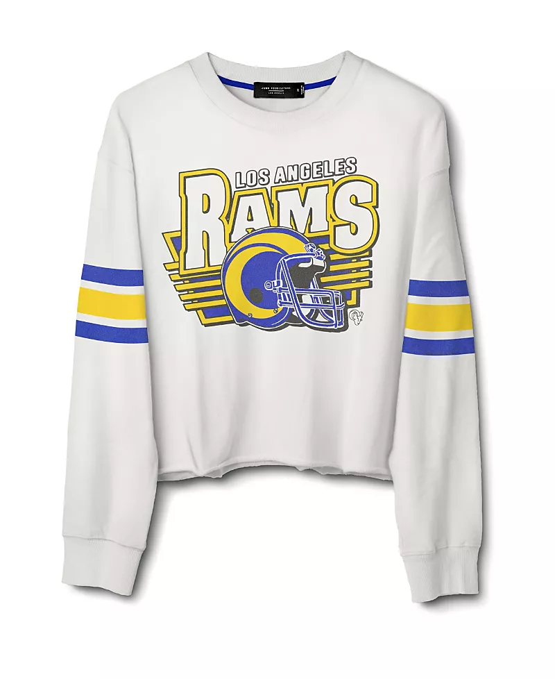 Junk Food Clothing Women's Nfl Los Angeles Rams Kickoff Crop Crew Fleece Sweatshirt