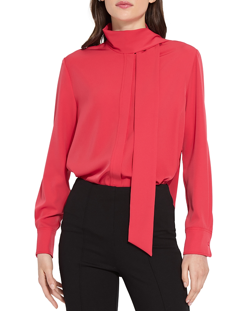 Lyssé Odette Scarf Neck Shirt In Defined Red