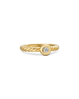 Petite Cable Ring in 18K Yellow Gold with Center Diamond, 2.8mm