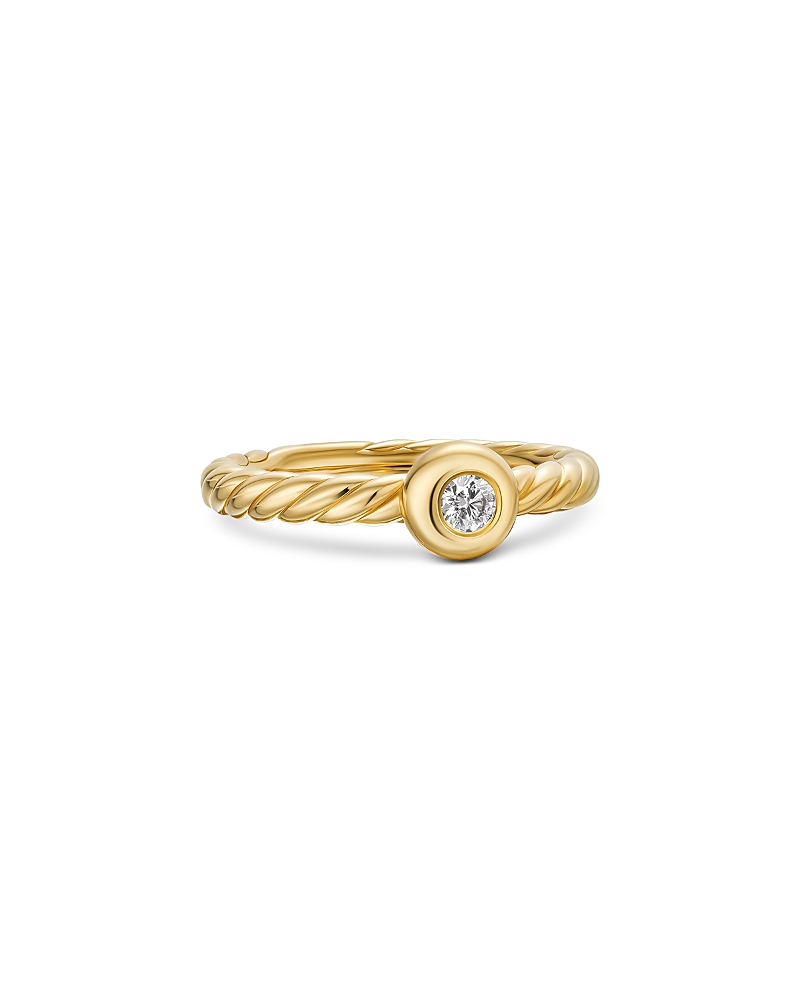 David Yurman Petite Cable Ring in 18K Yellow Gold with Center Diamond, 2.8mm