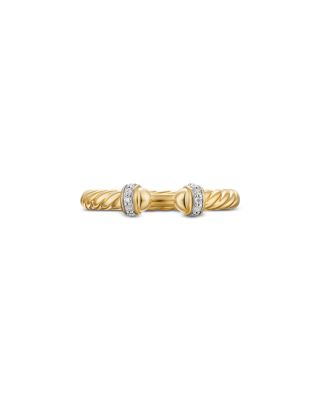 Cable Band Open Ring in 18K Yellow Gold with Diamonds, 2.8mm