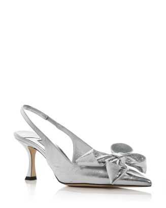 JIMMY CHOO Staz Sling Back 70 メタリック レザー パンプス Staz Sling Back 70 | Black Vintage Metallic Leather Pumps