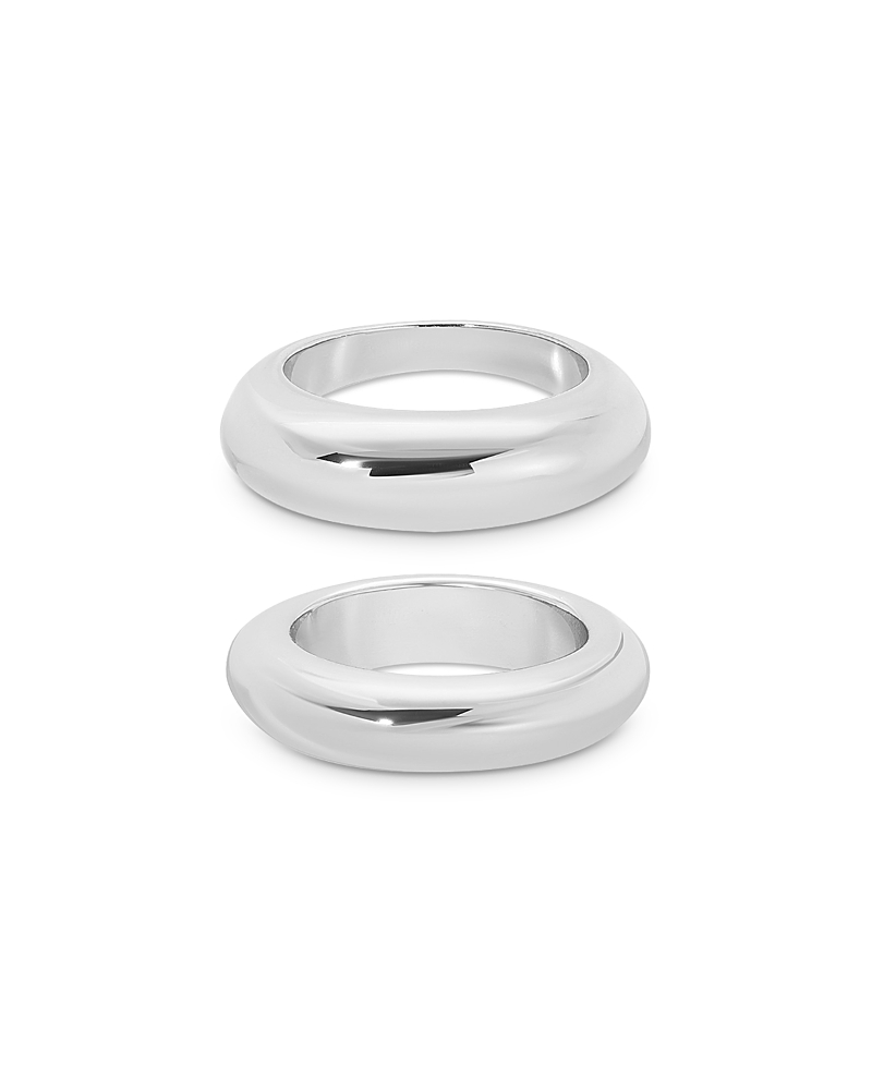 Ettika Dome Rings in Silver Plated, Set of 2