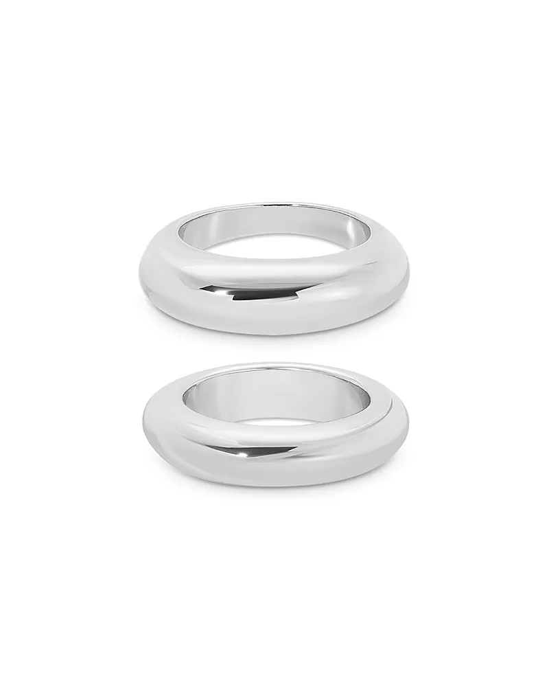 Ettika Dome Rings in Silver Plated, Set of 2