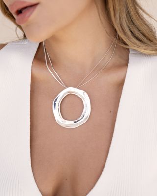 Open Circle Statement Pendant Necklace, 11"-16"