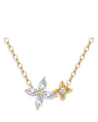 AQUA - Cubic Zirconia Flower Statement Necklace, 16"-18" - Exclusive