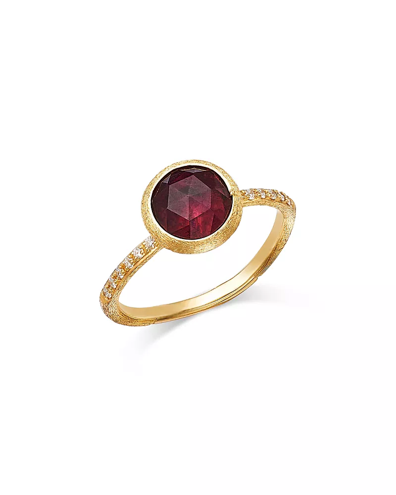 Marco Bicego 18K Yellow Gold Jaipur Color Pink Tourmaline & Diamond Bezel Ring - Exclusive