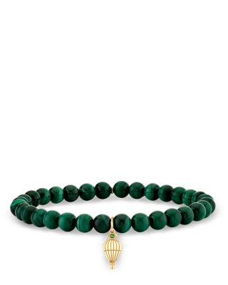 Sydney Evan - 14K Yellow Gold Wicked Malachite & Emerald Accent Hot Air Balloon Charm Bracelet