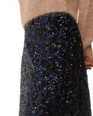 Floral Sequins Midi Skirt 