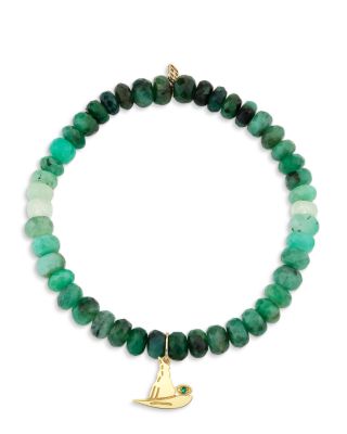 Wicked x Sydney Evan 14K Yellow Gold Emerald Ombr&eacute; Witch Hat Charm Bracelet