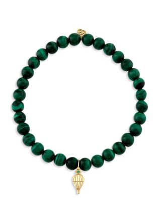 Wicked x Sydney Evan 14K Yellow Gold Malachite & Emerald Accent Hot Air Balloon Charm Bracelet