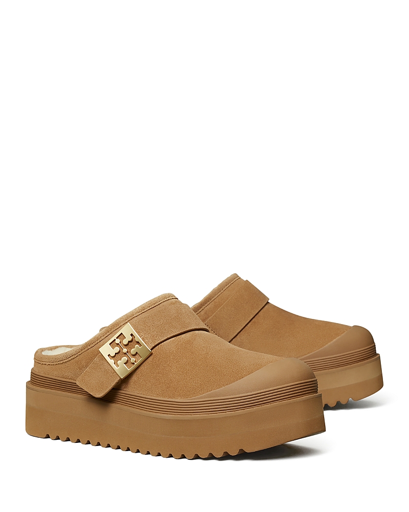 Tory Burch Genuine Shearling Platform Mule In Brown