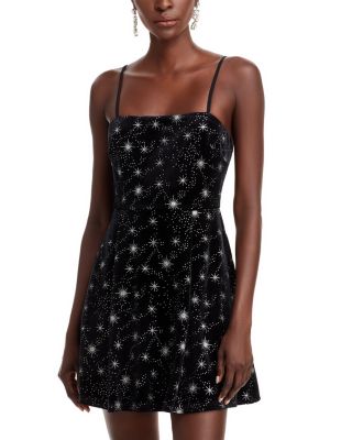 AQUA - Star Glitter Velvet Tank Mini Dress - Exclusive