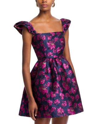 AQUA - Floral Jacquard Mini Dress - Exclusive