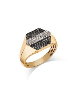 Bloomingdale's Fine Collection - Men's Black & White Diamond Ring in 14K Yellow Gold, 0.50 tcw