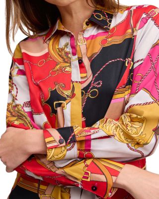 Luna Buckle Scarf Print Top 