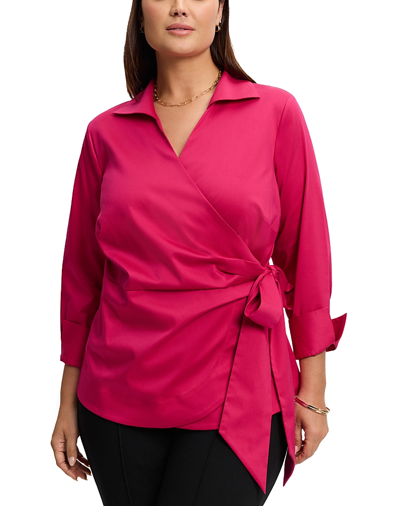 Foxcroft Plus Salina Sol Matte Top In Ruby Pink