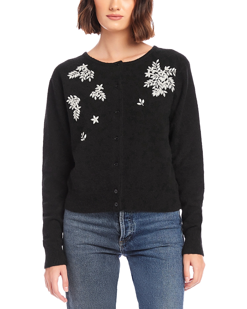 Shop Fifteen Twenty Bree Embellished Cardigan In Black